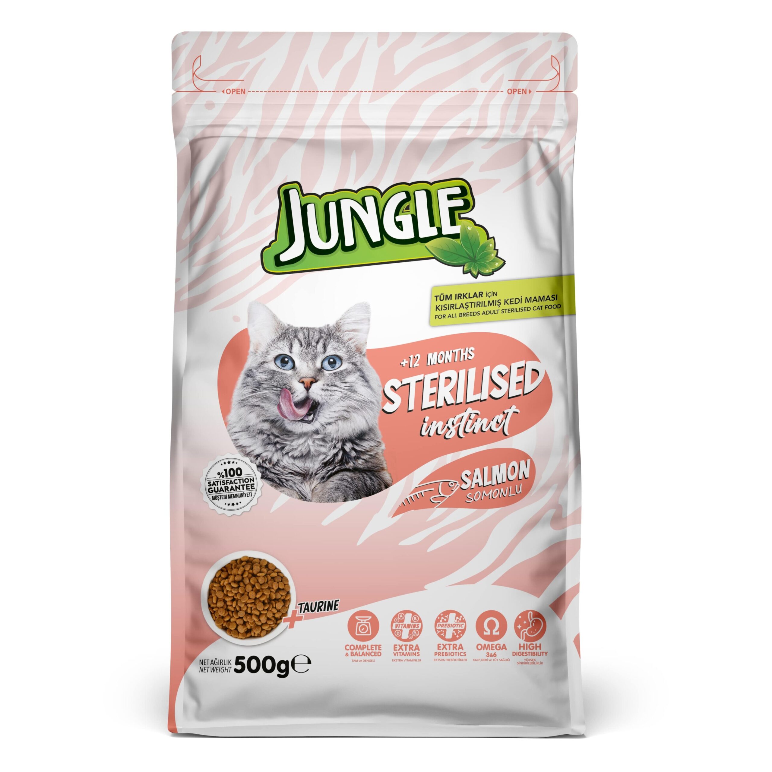 Jungle Adult Dry Cat Food Sterilised Salmon Flavor