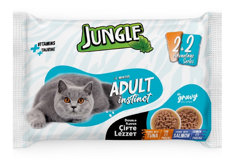 Jungle Adult Pouch 4pc Combo Tuna & Salmon 4×100gm