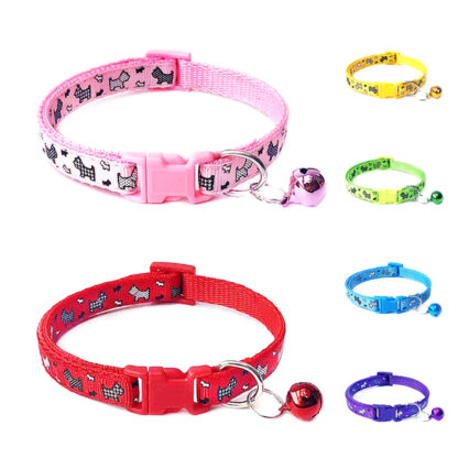 Adjustable Cat Collars Animal Print with Bell