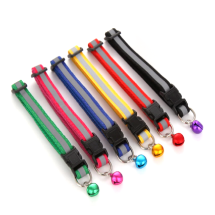 Adjustable Cat Collars Striped Print with Bell
