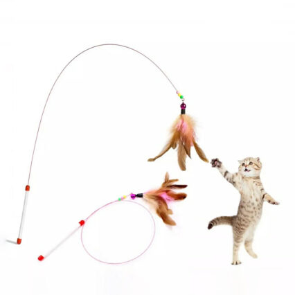 Cat Stick Toy Long Wire Feather Toy