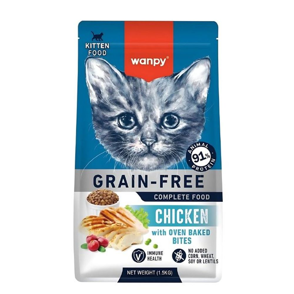 Wanpy Grain Free Premium Dry Cat Food Kitten Chicken