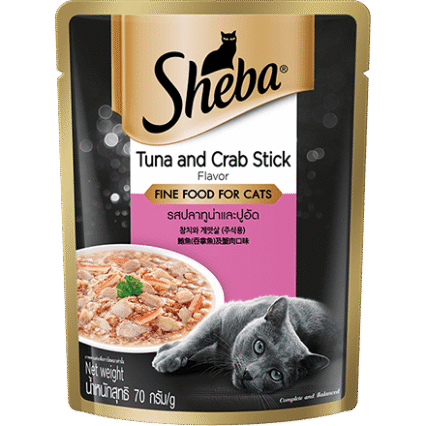 Sheba Adult Cat Food Pouch Tuna Crab Stick Flavor