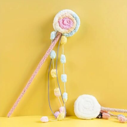 Cat Stick Teaser Marshmallow Lollipop With Bells