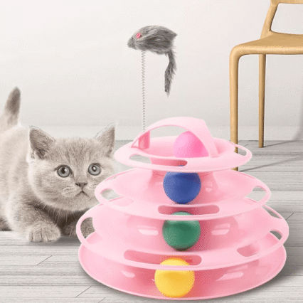 Cat Tower Tracks Ball Pet Toys With Spring Mouse