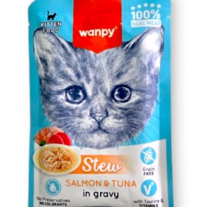 Wanpy Stew Kitten Pouch Salmon & Tuna In Gravy
