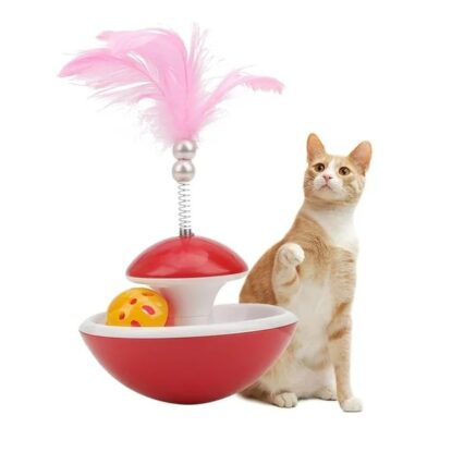 Cat Tumbler Toy Feather Rotating Ball Bell Sound Interactive Toy For Cat